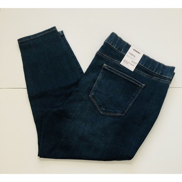 SONOMA WOMENS JEGGING 24W SHORT DEMIN ELASTIC WAIST PULL ON HIGH RISE POCKETS - Picture 5 of 12